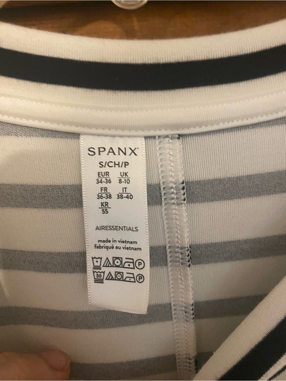 SPANX Air Essentials Black Striped Short Sleeved Maxi Dress Size Small - Picture 3 of 6